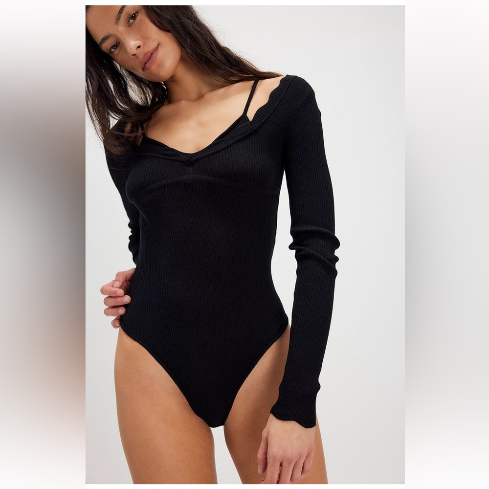 NWT FREE PEOPLE It Girl Bodysuit in Black Sz Large $98
